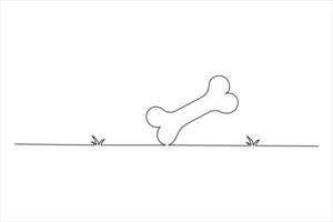 ing art of isoDog bone one line drawlated continuous outline illustration vector