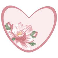 heart shaped valentine or card template with floral design namely pink magnolia design vector