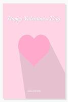 Happy Valentines Day Card with Pink Heart on Pink Background vector