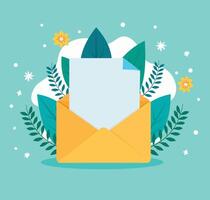 opened envelope with blank letter inside flat design vector