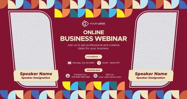 Online business webinar banner with modern geometric design and placeholder text space, perfect for promoting online events, digital marketing, and business webinars vector
