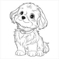 Adorable Puppy Line Art Illustration for Coloring Page vector