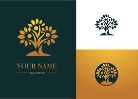 Tree Logo. Design with Figures Forming the Trunk and Holding Leaves, Adaptive Icon vector