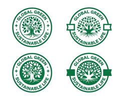 Green Circular Badges. Stamp-Style Designs with Text vector