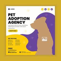 Pet adoption and store social media post design or pet business web square post banner template vector