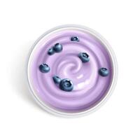 Blueberry yogurt top view isolated on white background vector