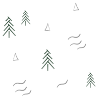 Seamless abstract pattern with spruce tree, triangles and waves. Endless background in Scandinavian style. Stylized spruce digital illustration. Print for delicate textile, fabric and packaging design png