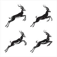Antelope in Mid-Leap Silhouette vector