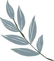Minimalist leaf twig illustration in gray and green colors. Perfect for greeting card designs, posters, or as a graphic element for creative projects vector