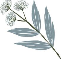 Minimalist white flower illustration with unique shapes and abstract style. Perfect for greeting card designs, posters, or as a graphic element for modern creative projects vector