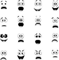 Illustration Set Of Hand Drawn Iconic Cartoon Facial Expressions On An Isolated Background vector