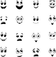 Contrasting Emotional Expressions Of Cartoon Faces Hand Drawn Icon Set Illustration vector