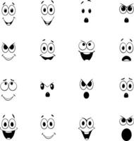 Different Types Emotional Expressions Of Cartoon Faces Hand Drawn Icons Isolated Illustration On A White Background vector