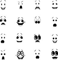 Icon Collection Set Of Cartoon Facial Expression Hand Drawn Isolated Illustration vector