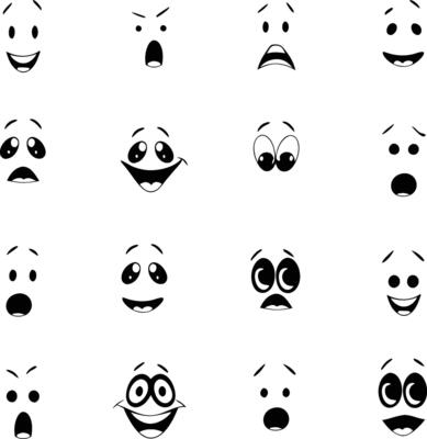 Icon Collection Set Of Cartoon Facial Expression Hand Drawn Isolated Illustration