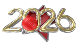 2026 new year With Star 3D Render Design png