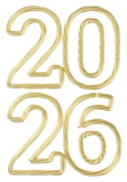 golden numbers on transparent background, with the number 2026 png