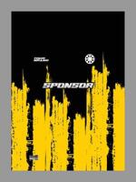 A bold black background with vibrant yellow paint strokes creating a dynamic texture vector