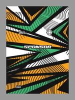 A vibrant graphic design featuring bold, angular shapes in green, orange, and black against a white background vector