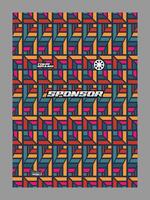 A vibrant geometric pattern featuring interlocking shapes in shades of orange, blue, and teal vector