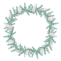Round green vignette with ribbon for text placement space png