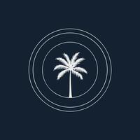a palm tree in a circle with a circle in the middle. vector