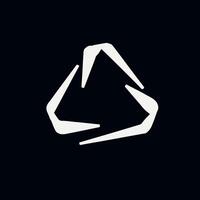 a white triangle that is on a black background vector