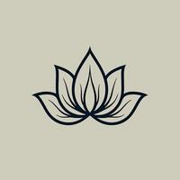a black drawing of a lotus flower on a beige background. vector