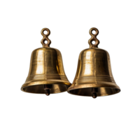 Two Vintage Bronze Bells With A Polished Finish, Ideal For Traditional Decor, Transparent Background png