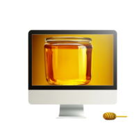Honey Jar on Screen of Computer Monitor on Transparent Background png