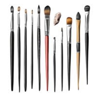 a set of makeup brushes on a transparent background png