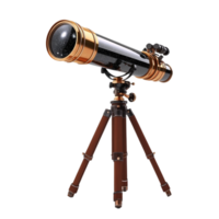 Classic Telescope with Tripod on Transparent Background png