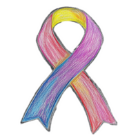 Drawing of a Rainbow Colored Ribbon on Transparent Background png