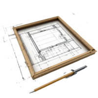 Blueprint Roll with Architectural Plans on Transparent Background png