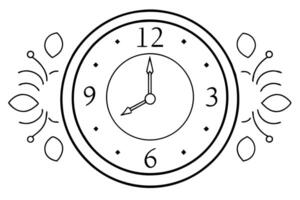Elegant Outline Clock Design with Decorative Accents vector