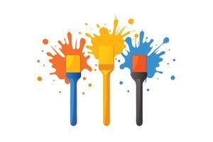 Colorful paintbrushes dripping with vibrant hues, perfect for art and design projects. vector