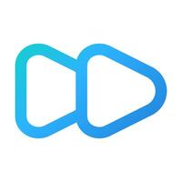 a gradient and white logo with two arrows vector