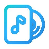 Note Music icon illustration outline gradient style vector