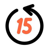 a black and orange icon with the number 15 in it vector