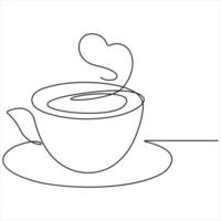 Continuous single line art drawing a cup of coffee or tea Coffee single line art drawing sketch illustration vector
