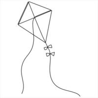 Continuous single line art drawing of simple kite outline design illustration vector