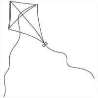 Kite one line continuous single line art drawing outline design illustration vector