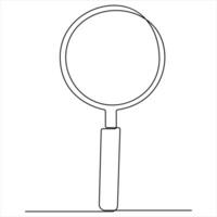 Magnifying glass search symbol continuous one line art drawing outline design illustration vector