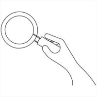 Continuous magnifying glass search symbol single line drawing sketch illustration vector