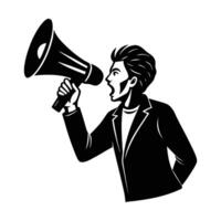 person shouting through megaphone vector