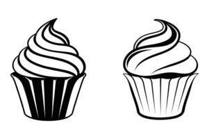 Cupcake Art Monochrome Design. vector