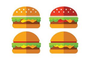 Four colorful flat design hamburger icons. vector