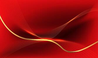 Abstract gold light luxury wave curve on red design modern creative background vector