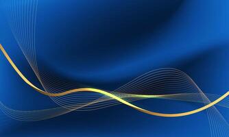 Abstract gold light luxury wave curve on blue design modern creative background vector