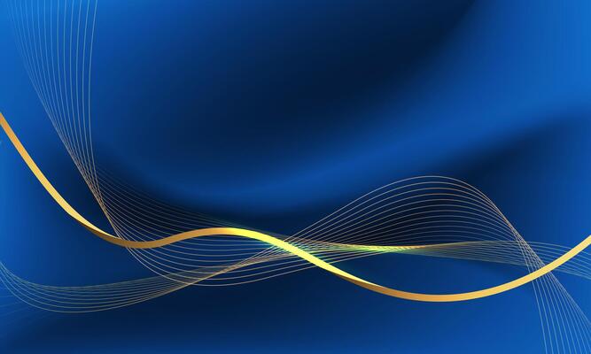 Abstract gold light luxury wave curve on blue design modern creative background